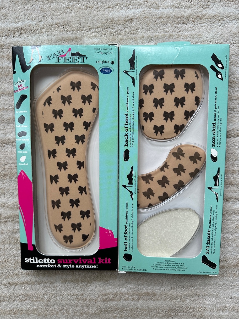Fab Feet Women's by Foot Petals Shoe Cushions Emergency Kit Stiletto Survival